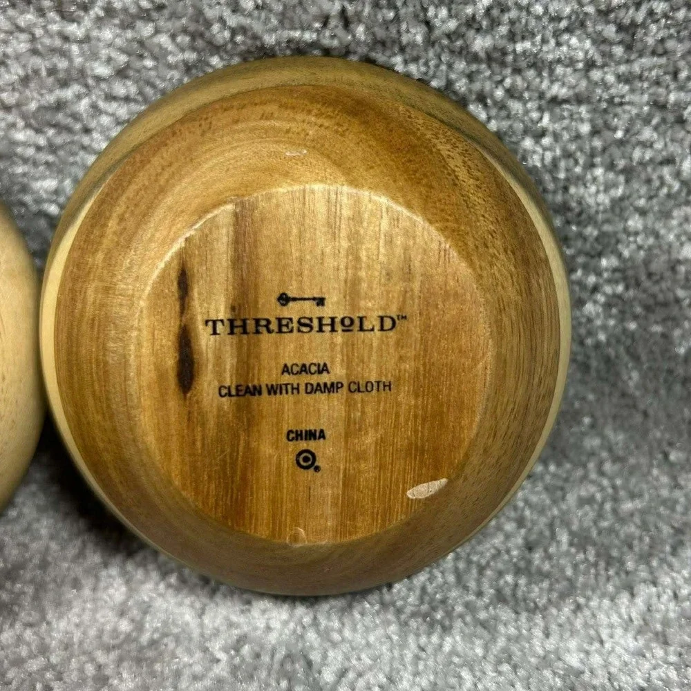 Threshold Mini Bowls Brown‎ Acacia Wood Round Set of 2 - Small 4in